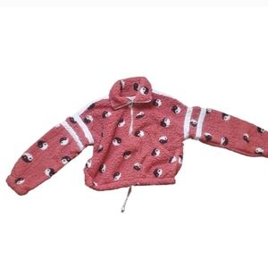 Derek Heart yin yang cropped sherpa jacket